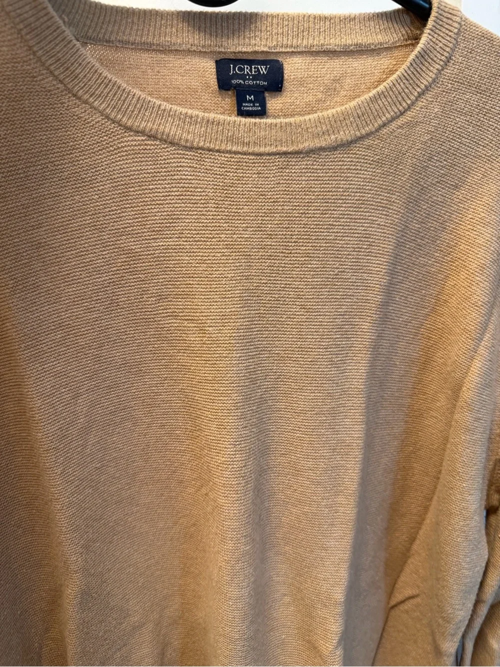 J. Crew Men's Camel/Tan Cotton Crewneck Sweater